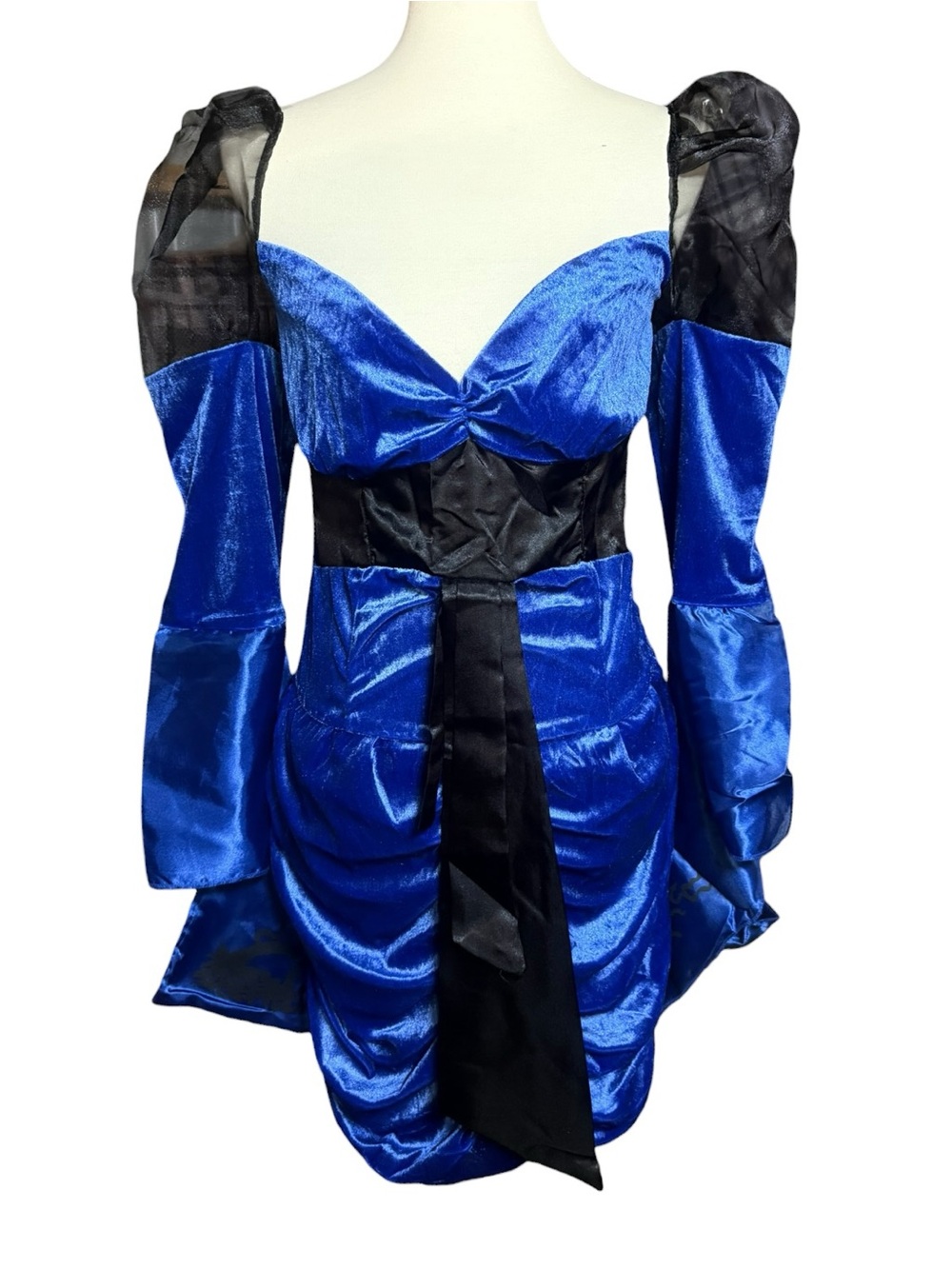 Dark Sha Geisha Costume Womens Medium 8-10 Blue Black Halloween Dress Velvet